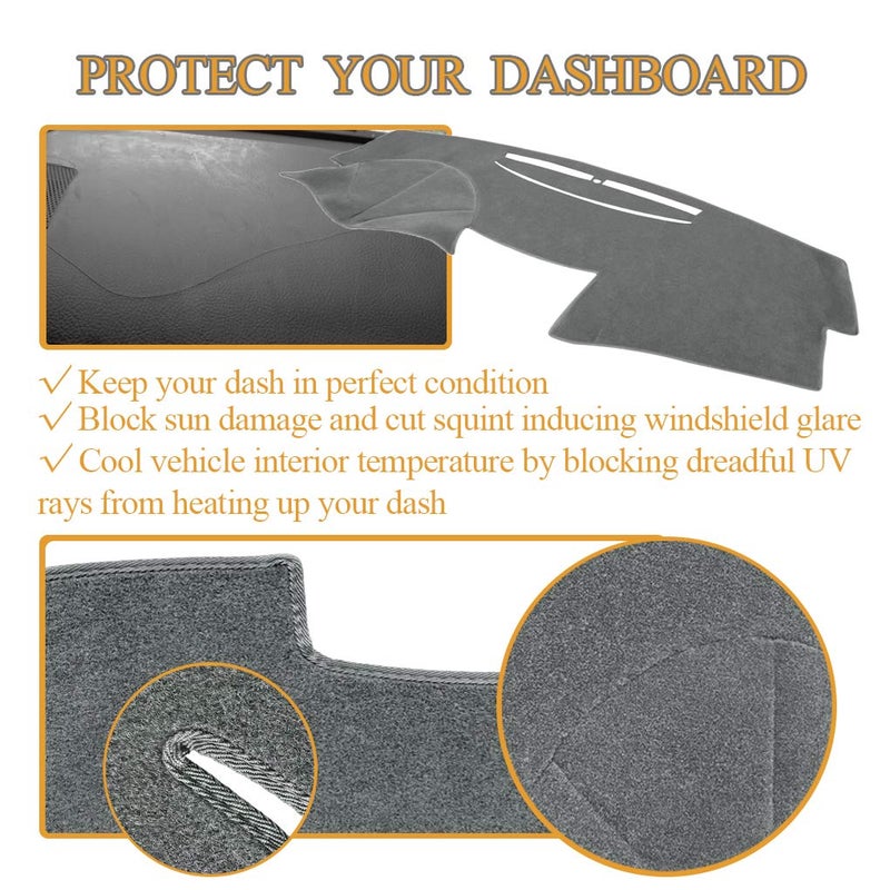 AKMOTOR Dash Cover Dashboard Cover Mat Pad Fit for Toyota Camry 2007 2008 2009 2010 2011 (Gray) - Image 3